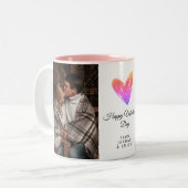 Elegant Heart Happy Valentine's Day Photo ツートーンマグカップ (正面左)