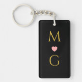 Elegant Heart Mark Monogram Acrylic Keychain Desig キーホルダー (正面)