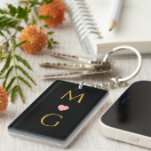 Elegant Heart Mark Monogram Acrylic Keychain Desig キーホルダー (正面右)