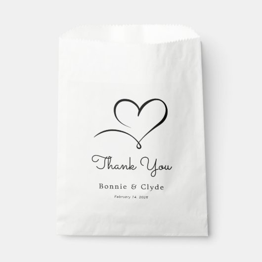 Elegant Heart Mark White Wedding Guest Favor Bag フェイバーバッグ (正面)