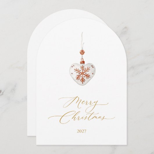 Elegant Heart Ornament Merry Christmas Card 招待状 (正面/裏面)