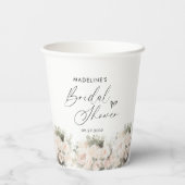 Elegant Heart Script Floral Bridal Shower 紙コップ (裏面)