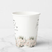 Elegant Heart Script Floral Bridal Shower 紙コップ (右)