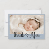 Elegant Heart Script Photo Baby Shower Thank You  サンキューカード (正面)
