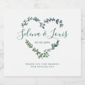 Elegant Heart with Flowers and Branches スパークリングワインラベル (シングルラベル)