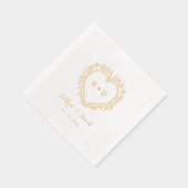 Elegant Heart Wreath Monogram Wedding Napkins 箔ナプキン (右)