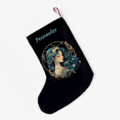 Elegant Heavenly Woman Boho Chic Christmas スモールクリスマスストッキング (裏面 (吊り時))