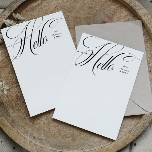 Elegant hello simple stylish personal stationery ノートカード