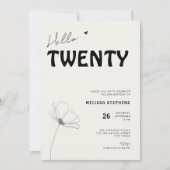 Elegant Hello Twenty Bold Typography 20th Birthday 招待状 (正面)
