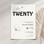 Elegant Hello Twenty Bold Typography 20th Birthday 招待状