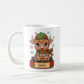 Elegant Highland Cow Personalized Name Christmas コーヒーマグカップ (左)
