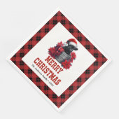 Elegant highland cow red black plaid Xmas napkins (コーナー)