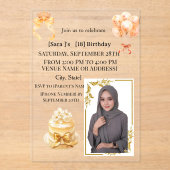 Elegant Hijabi 18th Birthday Photo Invitation | Go アクリル招待状 (正面)