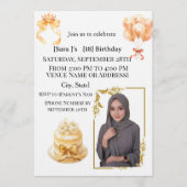 Elegant Hijabi 18th Birthday Photo Invitation | Go 招待状 (正面)