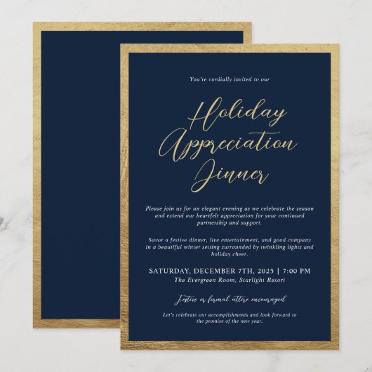 Elegant Holiday Appreciation Dinner Company 招待状 (正面/裏面)