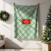 Elegant Holiday Blanket Red Green Monogram Touch フリースブランケット