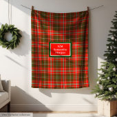 Elegant Holiday Blanket Red Green Monogram Touch フリースブランケット