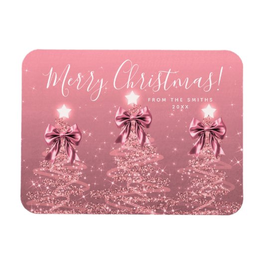 Elegant Holiday Blush Pink Christmas Trees  マグネット (横)