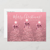 Elegant Holiday Blush Pink Christmas Trees Bows ポストカード (正面/裏面)