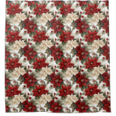Elegant Holiday Curtain Red Bloom Bathroom Gift シャワーカーテン (正面)