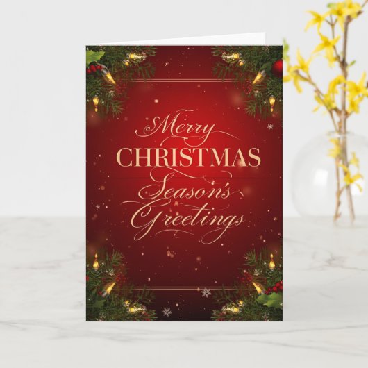 Elegant Holiday Design with Pine カード (黄色い花)