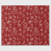Elegant Holiday Doodles Wrapping Paper ラッピングペーパー (フラット)