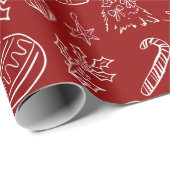 Elegant Holiday Doodles Wrapping Paper ラッピングペーパー (ロールコーナー)