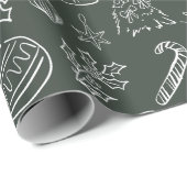 Elegant Holiday Doodles Wrapping Paper ラッピングペーパー (ロールコーナー)