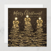 Elegant Holiday Gold Christmas Trees Greeting  シーズンカード (正面/裏面)