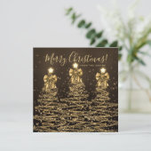 Elegant Holiday Gold Christmas Trees Greeting  シーズンカード (スタンド正面)