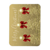 Elegant Holiday Gold Red Christmas Trees + Year マグネット (縦)
