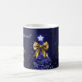 Elegant Holiday Navy Christmas Trees Bows Gold  コーヒーマグカップ (中央)