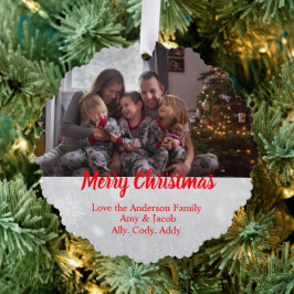 Elegant Holiday Ornament – Add Your Family Photo オーナメントカード