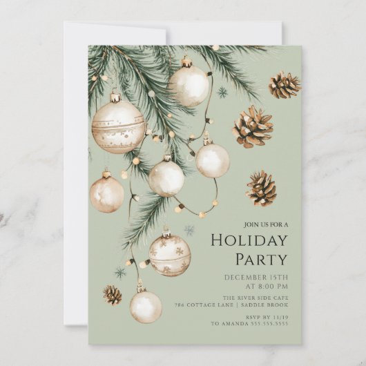 Elegant Holiday Party Invitation 招待状 (正面)