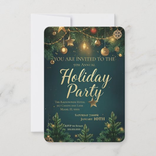 Elegant Holiday Party Invitation 招待状 (正面)