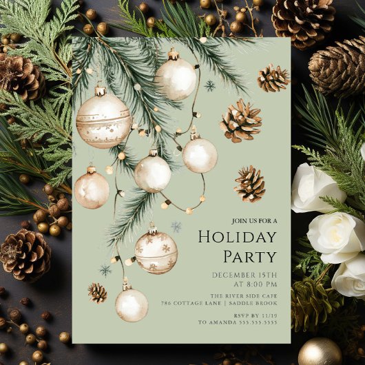 Elegant Holiday Party Invitation 招待状