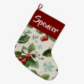 Elegant Holiday Pattern Christmas Stocking ラージクリスマスストッキング (正面 (吊り時))