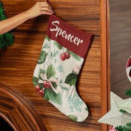 Elegant Holiday Pattern Christmas Stocking ラージクリスマスストッキング