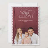 Elegant Holiday Photo Card with Scalloped Border 招待状 (正面)