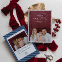 Elegant Holiday Photo Card with Scalloped Border