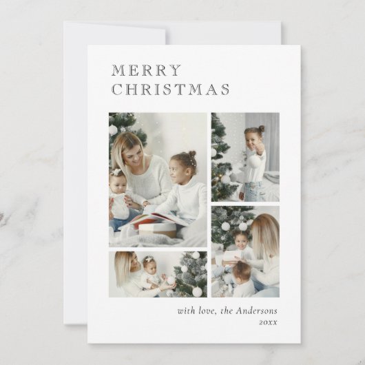 Elegant Holiday Photo Collage Christmas Card シーズンカード (正面)