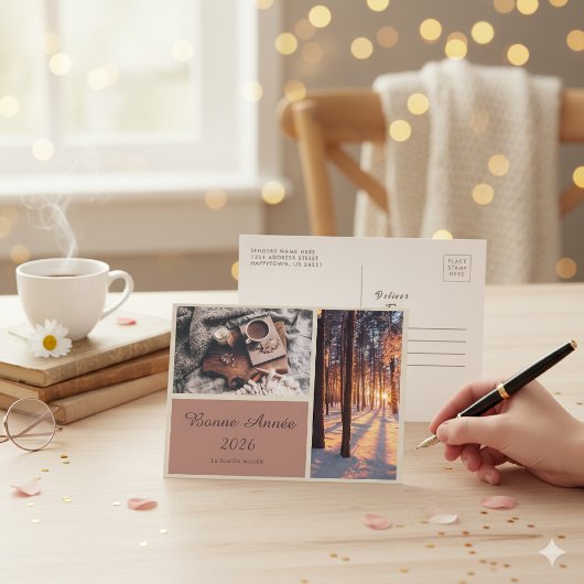 Elegant Holiday Postcard with Personalized Message シーズンポストカード