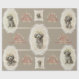 Elegant Holiday Puppy Wrapping Paper (Customize) ラッピングペーパー