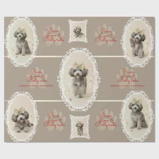Elegant Holiday Puppy Wrapping Paper (Customize) ラッピングペーパー (フラット)