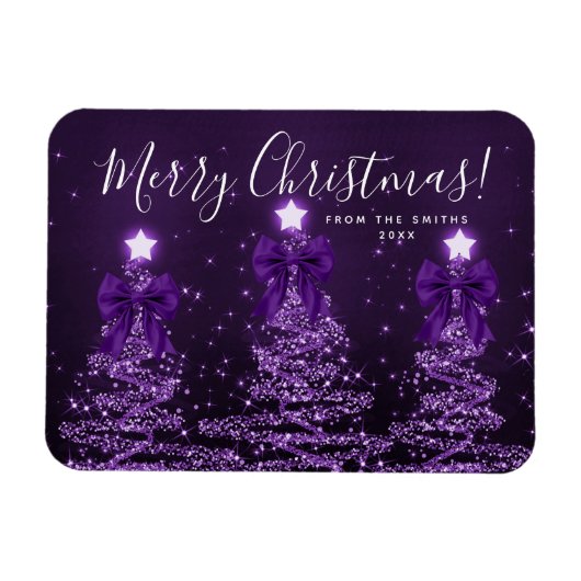 Elegant Holiday Purple Christmas Trees  マグネット (横)