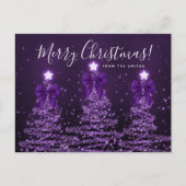 Elegant Holiday Purple Christmas Trees Bows ポストカード (正面)