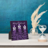 Elegant Holiday Purple Christmas Trees Silver Bows フォトプラーク (インサイチュ)