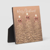Elegant Holiday Rose Gold Christmas Trees Bows フォトプラーク (正面)