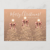 Elegant Holiday Rose Gold Christmas Trees Bows ポストカード (正面)