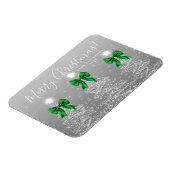 Elegant Holiday Silver Christmas Trees Green  マグネット (左側)